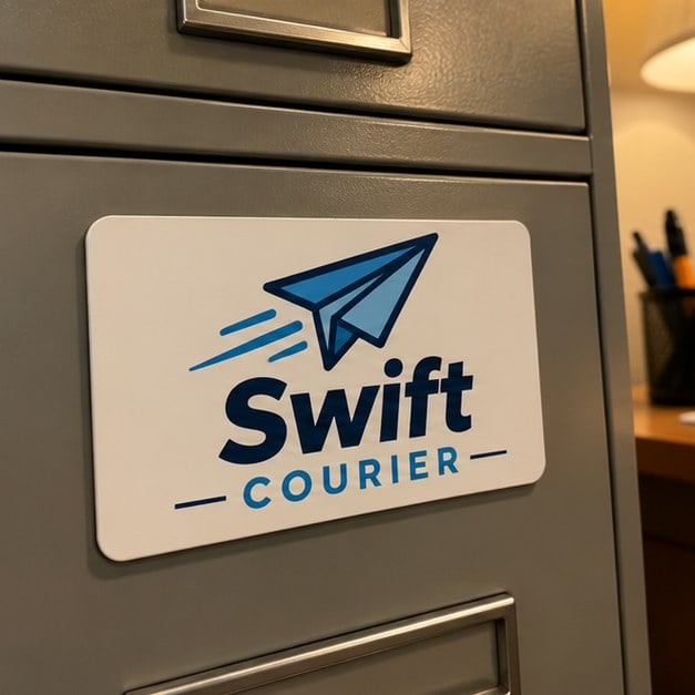 Customer photo of a custom business card magnet